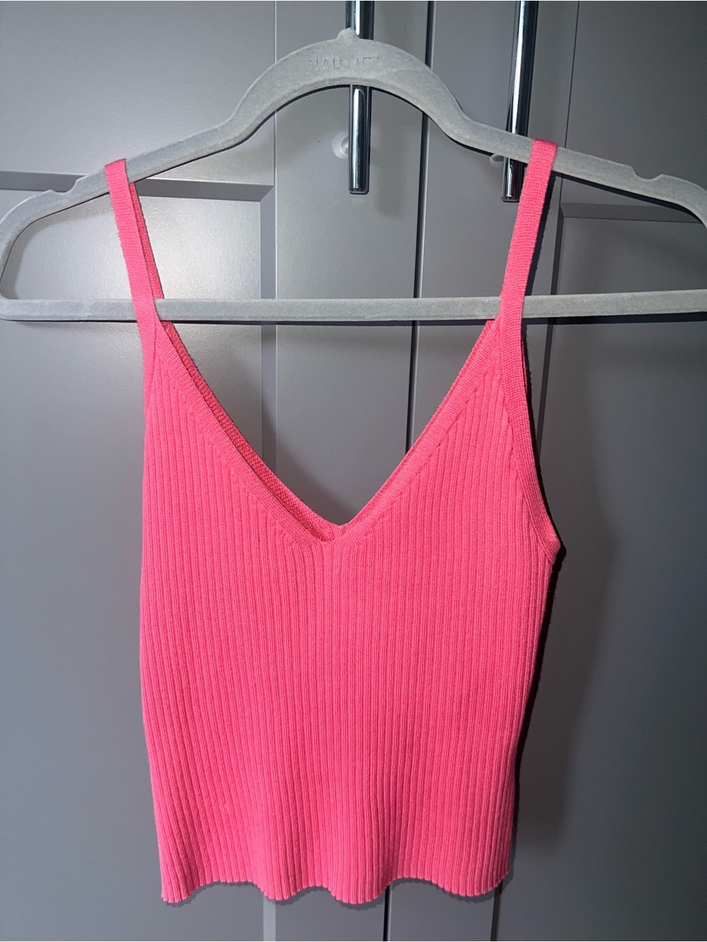 Women’s Ribbed V-Neck Cami Tank Top - Hot Pink